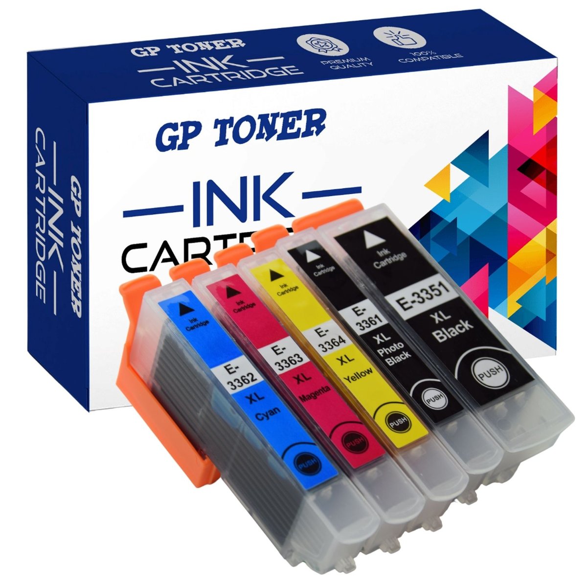 5x Tusz Zamiennik do Epson T3351 T3361 T3362 T3363 T3364 Epson Expression Premium XP-530 XP-540 XP-630 XP-630 Series XP-635 GP-E3365XL CMYK ZESTAW