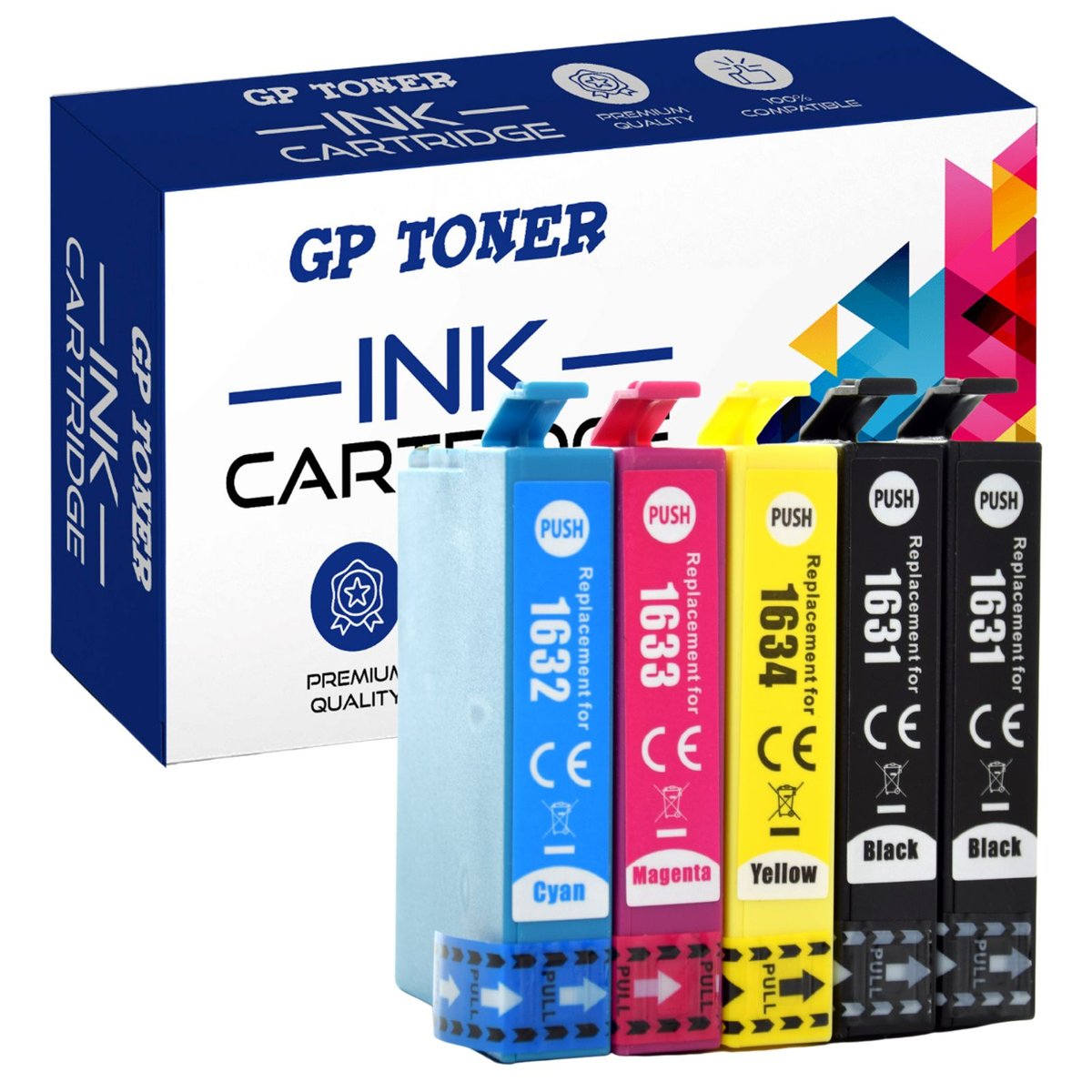 4x Tusz Zamiennik do Epson T1631 T1632 T1633 T1634 Epson WorkForce WF-2010W WF-2500 Series WF-2510WF WF-2520NF WF-2530WF GP-E1636CMYK ZESTAW