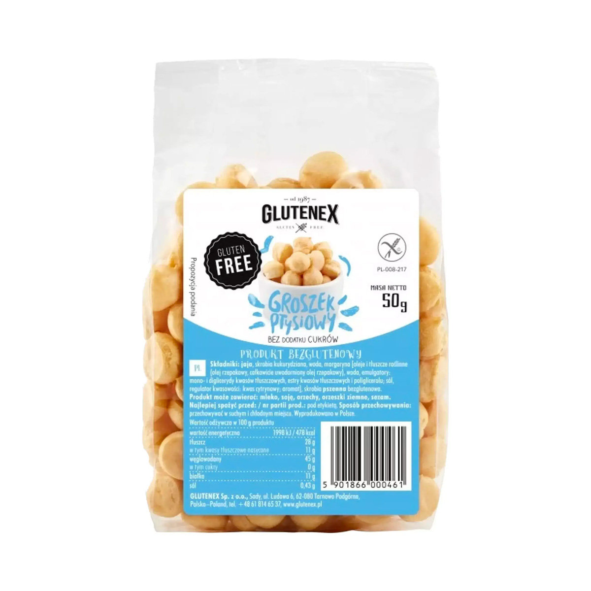 Bezglutenowy groszek ptysiowy bez cukru 50 g Glutenex