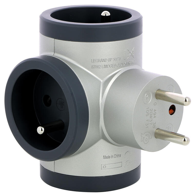 Legrand Rozgałęziacz potrójny 3X2P+Z aluminium
