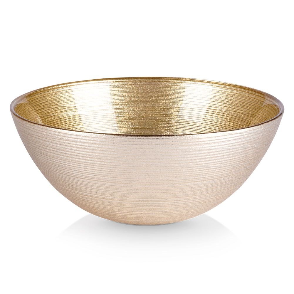 Miska salaterka szklana do sałatek złota okrągła 15 cm 600 ml