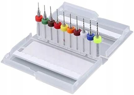 MINI WIERTŁA PCB KOMPLET 0,3-1,2mm 10szt WIERTEŁ