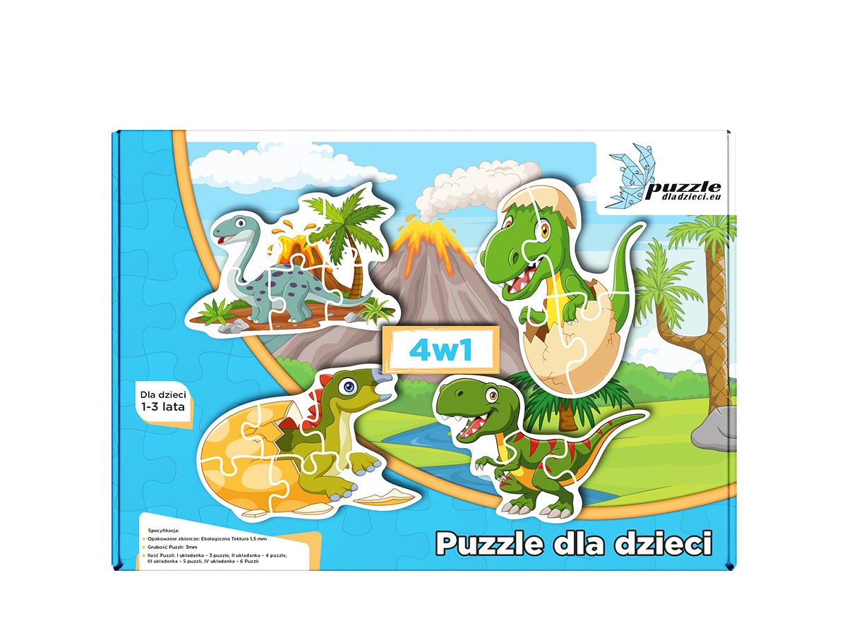 Puzzle dla dzieci Dinozaury i Smoki 01 Progresywne