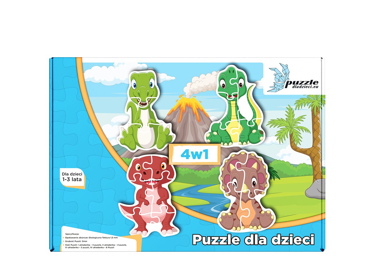 Puzzle dla dzieci Dinozaury i Smoki 02 Progresywne