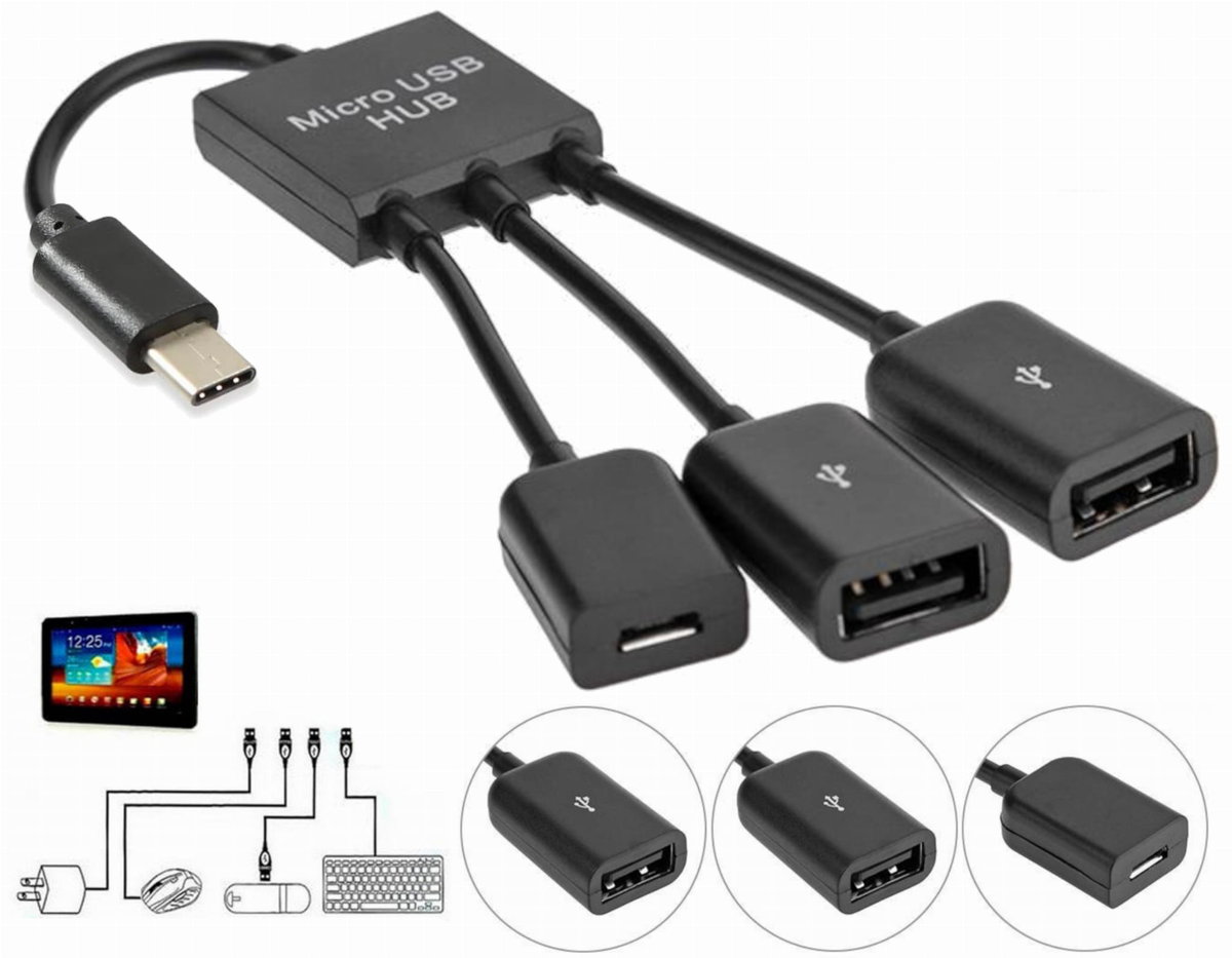 Hub Usb typ C 3.1 2x Usb Otg + zasilanie micro Usb