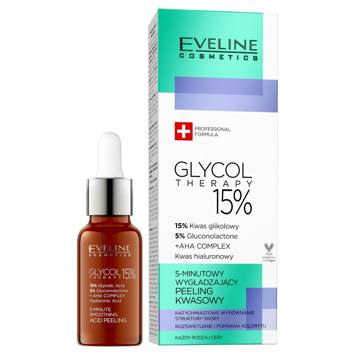 Eveline Cosmetics Glycol Therapy 5-minutowy wygładzający peeling kwasowy 18.0 ml