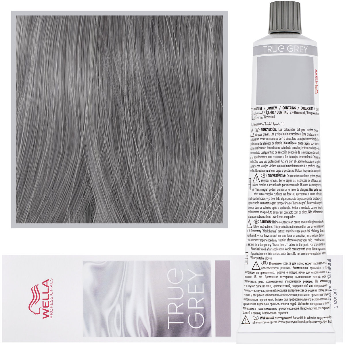 Wella True Grey Steel Glow Dark Toner, Stalowy blask ciemny toner, farba utleniająca ]do włosów naturalnie siwych, 60ml