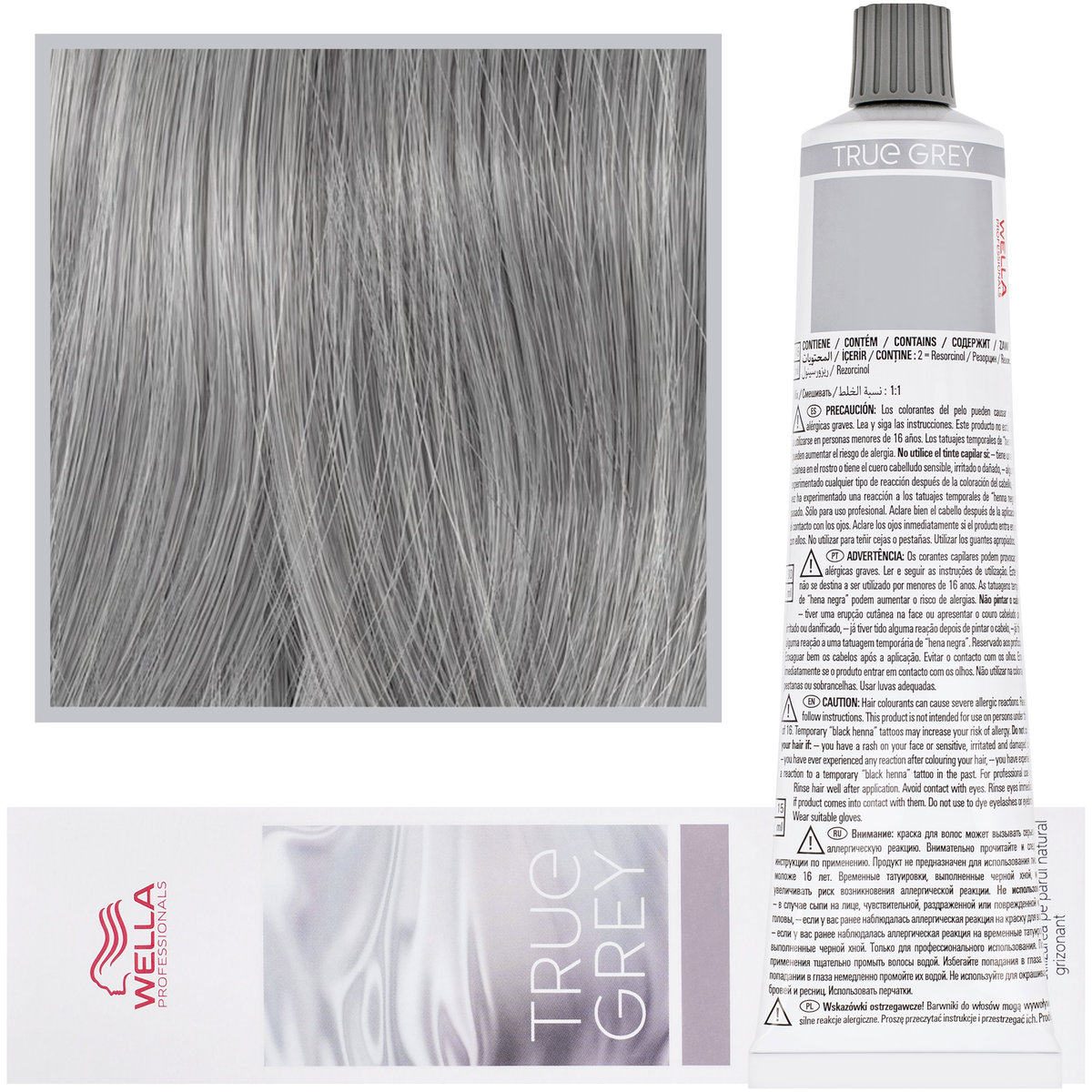 Wella True Grey Steel Glow Medium, Farba toner stalowy średni blask, farba utleniająca do włosów naturalnie siwych, 60ml