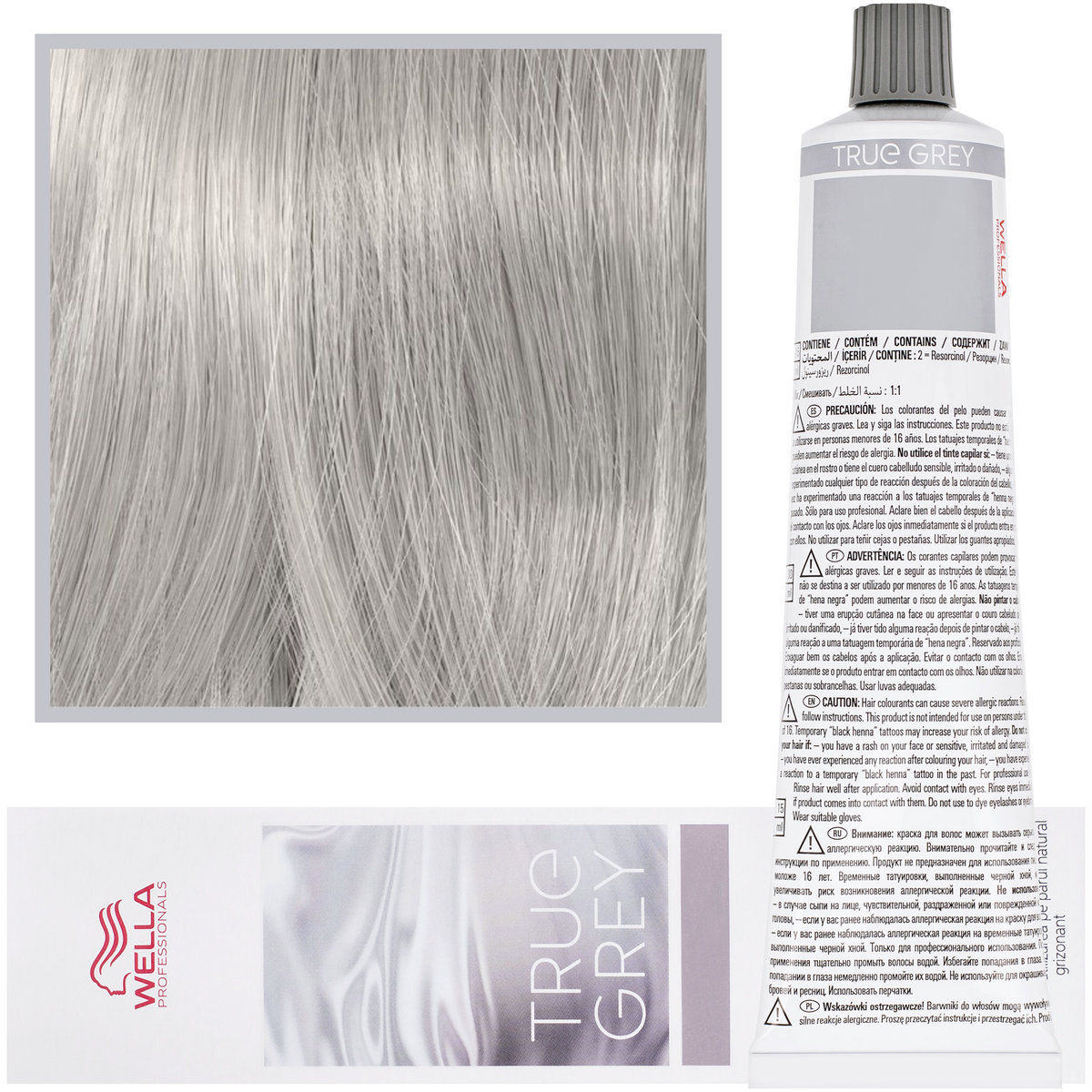 Wella True Grey Shimmer Light Toner Graphite, Błyszczący jasny grafit toner, farba do włosów naturalnie siwych, 60ml