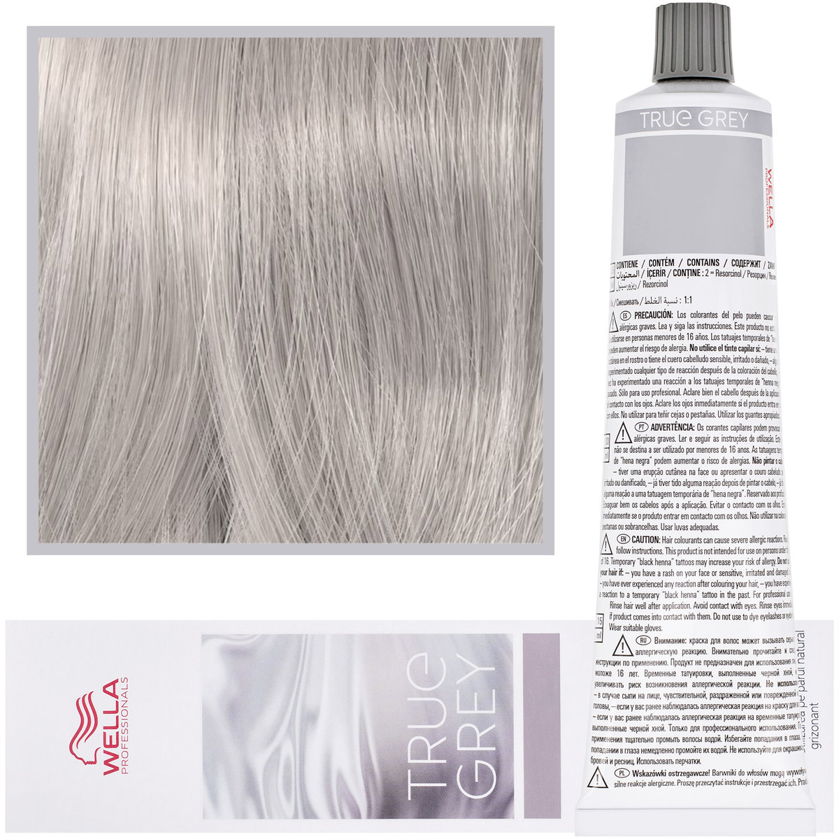 Wella True Grey Pearl Light Toner, Perłowy jasny toner mgiełka, farba utleniająca do włosów naturalnie siwych, 60ml