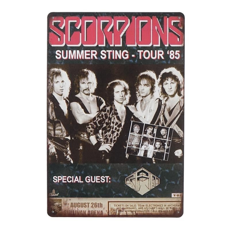 Plakat Tabliczka dekoracyjna metalowa SCORPIONS TOUR’85
