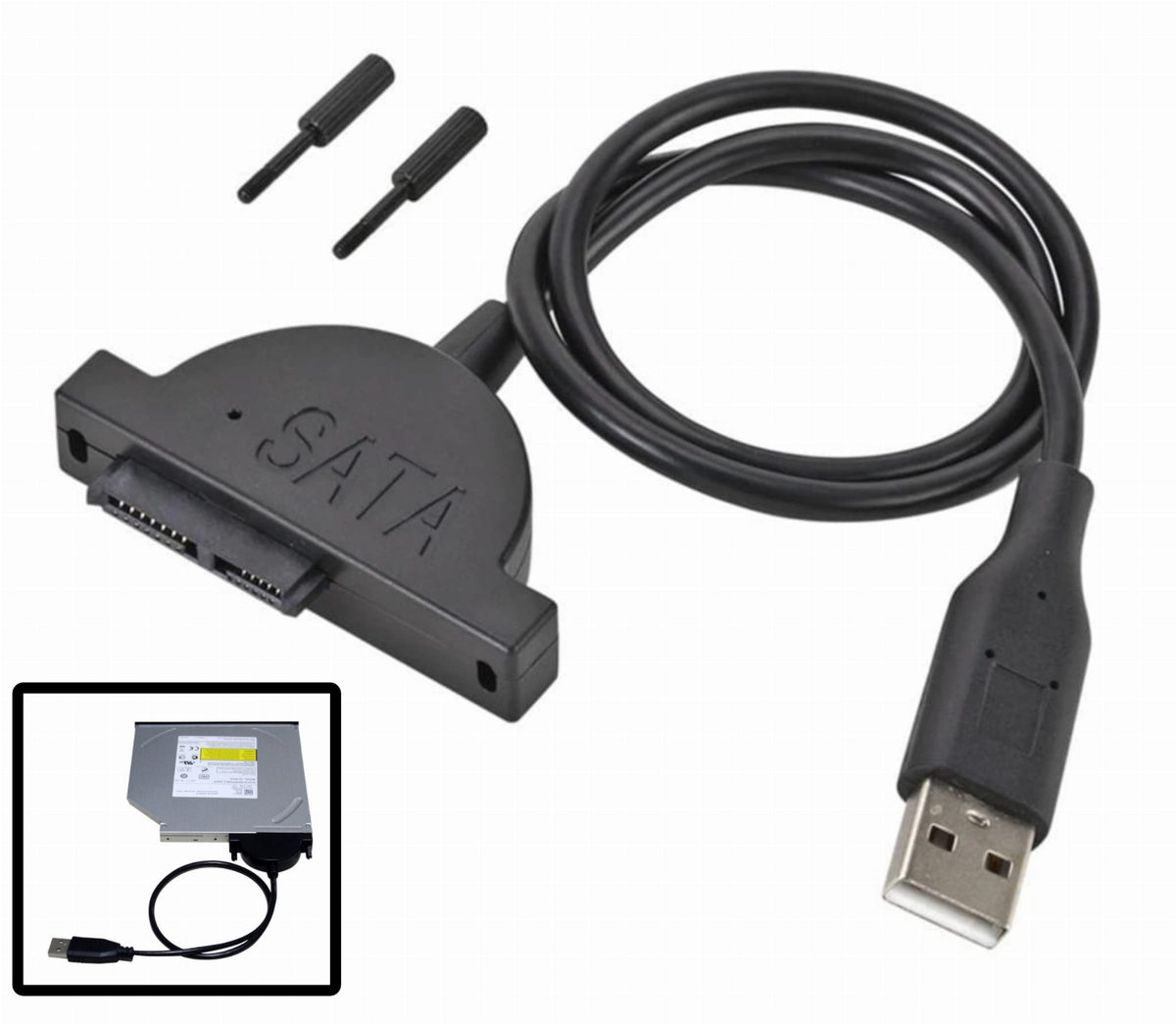 Kabel Adapter USB 2.0  Slimline Slim SATA 7+6 13PIN Przejściówka + śruby mocujące