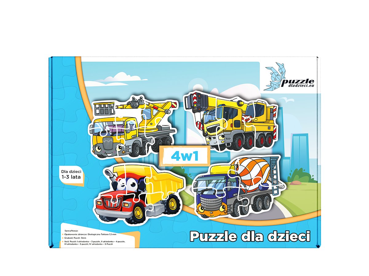 Puzzle dla dzieci Samochody i Pojazdy 01 Progresywne