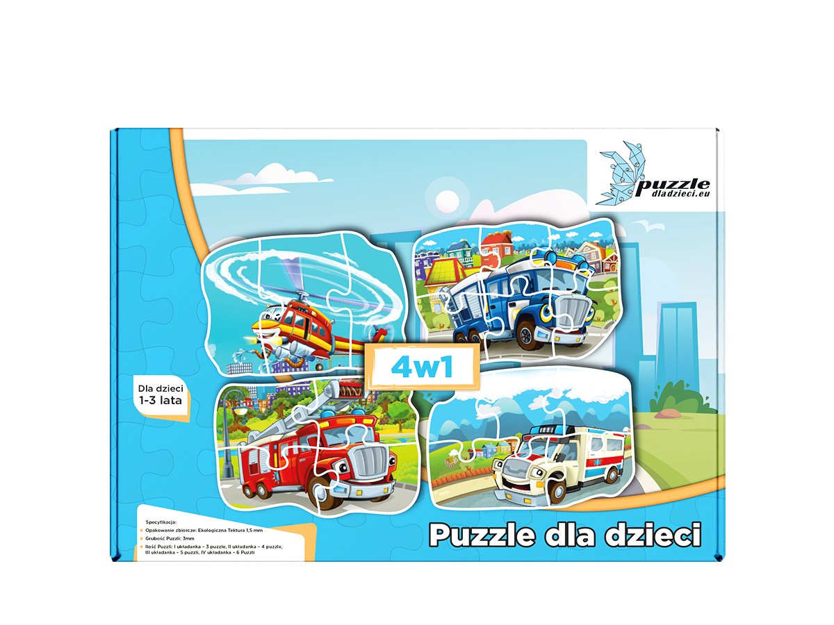 Puzzle dla dzieci Samochody i Pojazdy 03 Progresywne