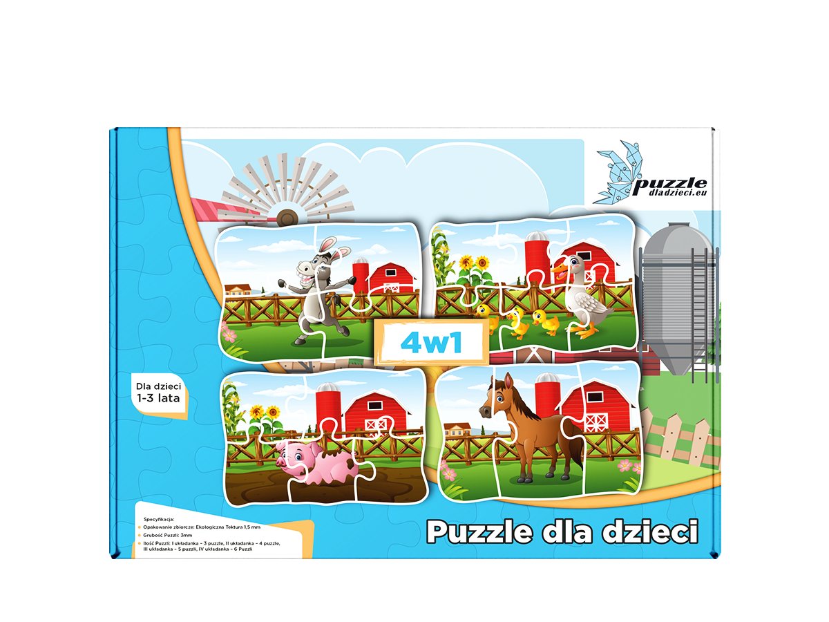Puzzle dla dzieci Zwierzątka Farma 01 Progresywne