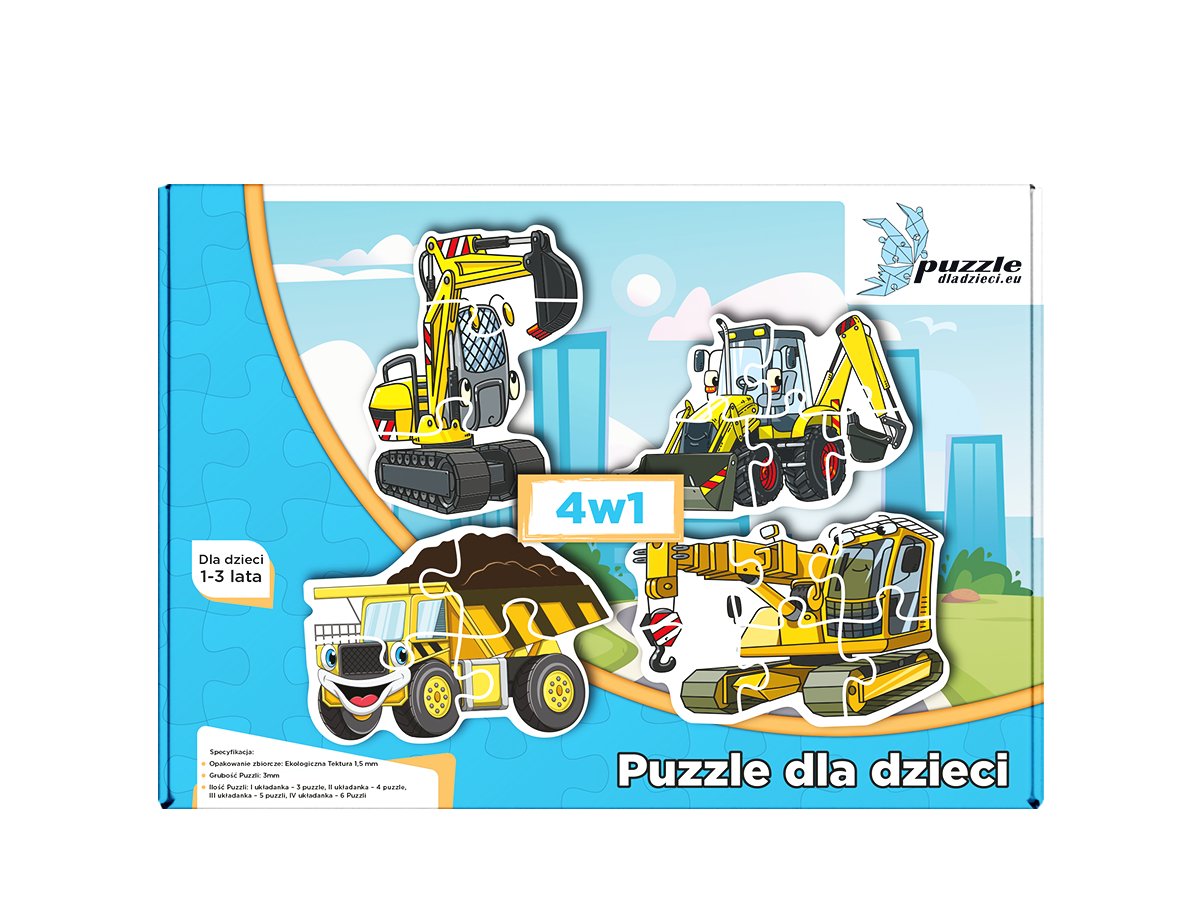 Puzzle dla dzieci Samochody i Pojazdy 02 Progresywne