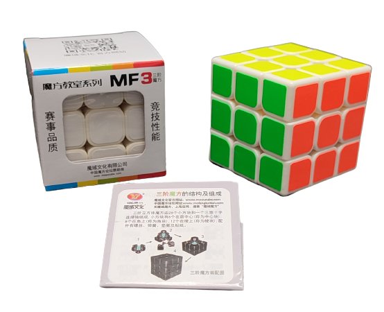 Kostka logiczna 3x3x3 MoYu Sticker biały plastik z naklejkami + podstawka kostki Rubika