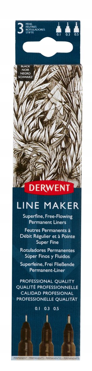 DERWENT Cienkopisy Czarne Derwent Line Marker Komplet 3 szt. 2305560