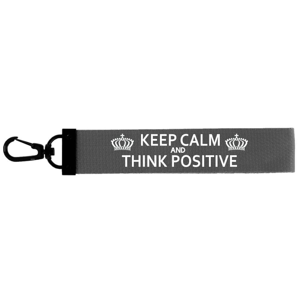 Brelok Taśma - Keep calm and think positive (29) - Szary