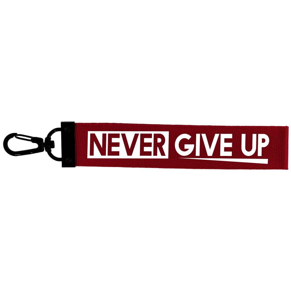 Brelok Taśma - Never give up (39) - Bordowy