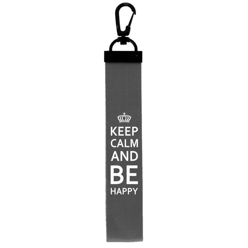 Brelok Taśma - Keep Calm and be Happy (28) - Szary
