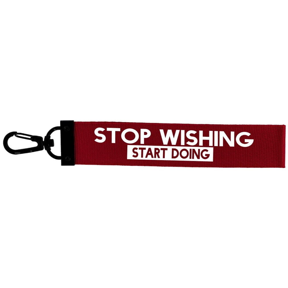 Brelok Taśma - Stop Wishing start Doing (40) - Bordowy