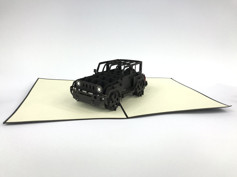 Czarny Jeep, 3d Kartka Motoryzacja, Dzień Ojca