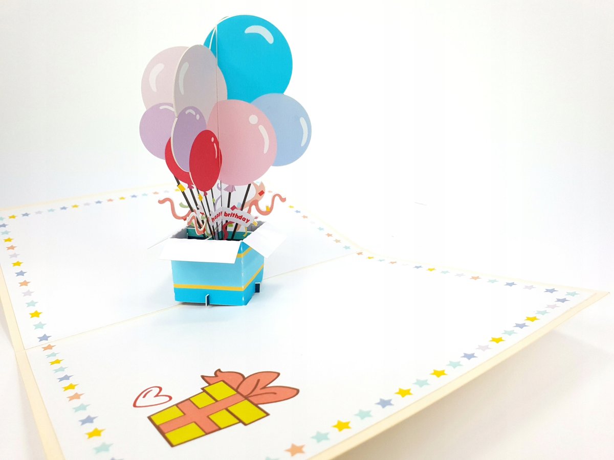 Latający Balon 3d Kartka Urodziny, Dzień Dziecka