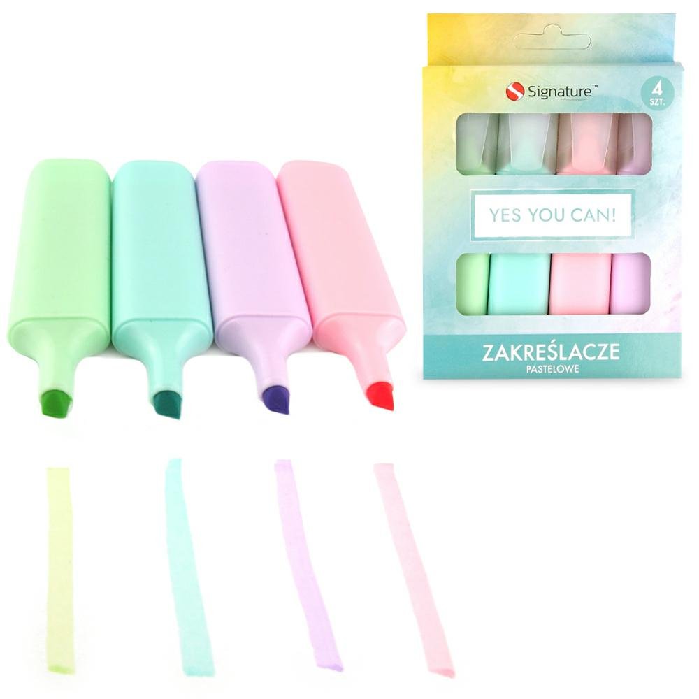 ZAKREŚLACZ PASTEL ETUI 4x PASTELOWE MARKERY KOLORY