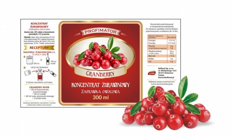 PURENA Zaprawka na nalewkę ŻURAWINA 300ml/1l