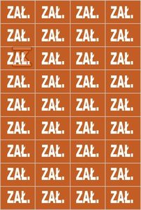 Onnline Tablica oznacznikowa samoprzylepna ZAŁ. NOZ Sztuka=arkusz, na 1 arkuszu jest 36 naklejek.