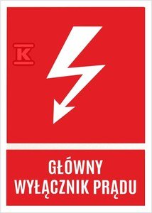 Tablica oznacznikowa samoprzylepna NOZ 74x105 (Główny wyłącznik prądu)