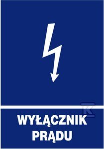 Tablica oznacznikowa samoprzylepna NOZ 74x105 (Wyłącznik prądu)
