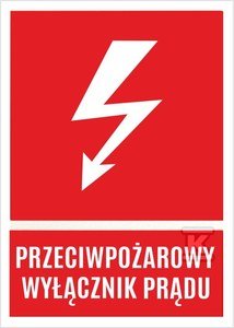 Tablica oznacznikowa samoprzylepna NOZ 74x105 (P/Poż Wyłącznik prądu)