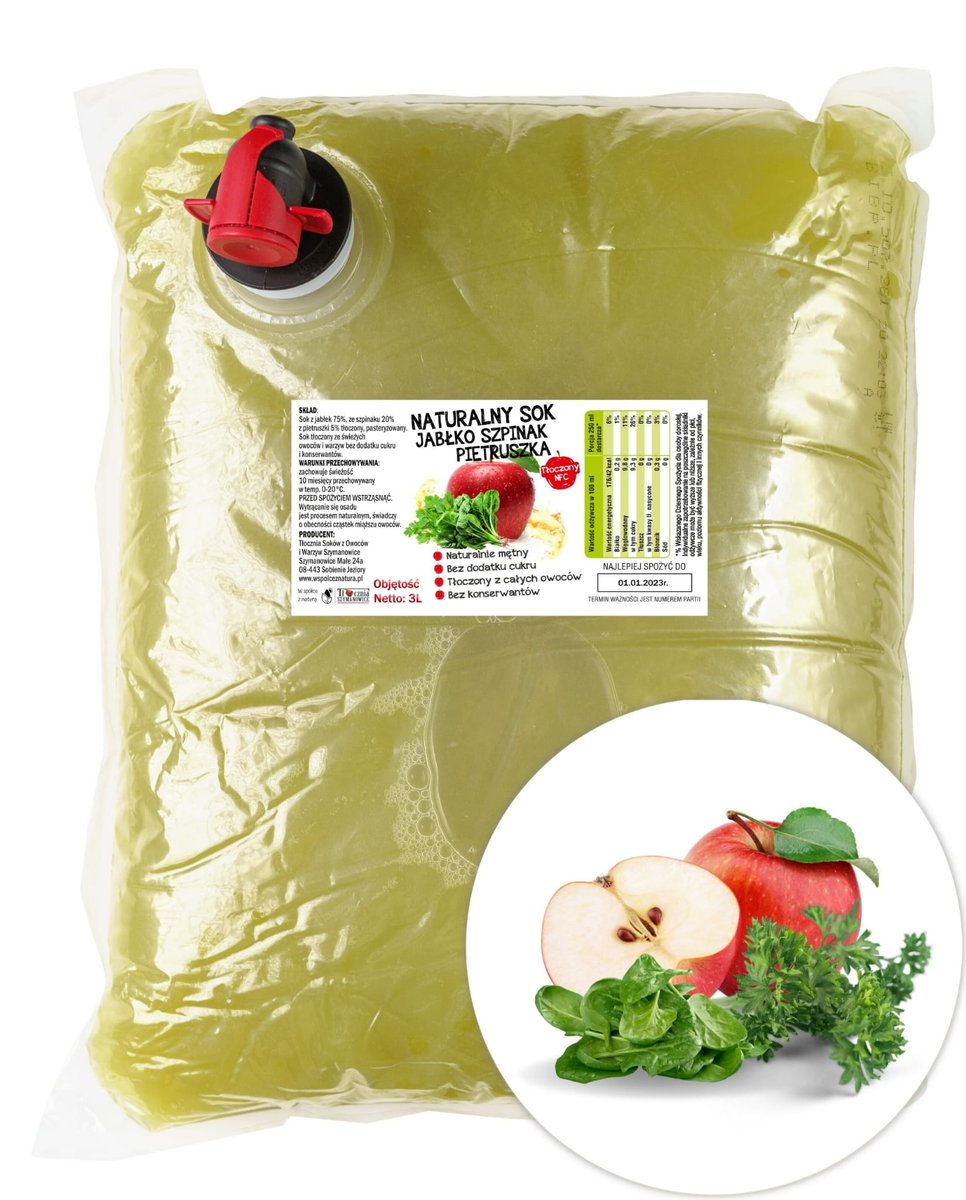 Sok Jabłko-Szpinak-Pietruszka 3l