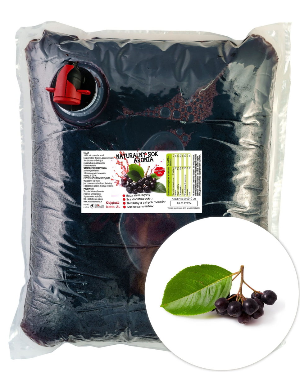 Sok aronia Aronii Tłoczony Naturalny 100% Nfc