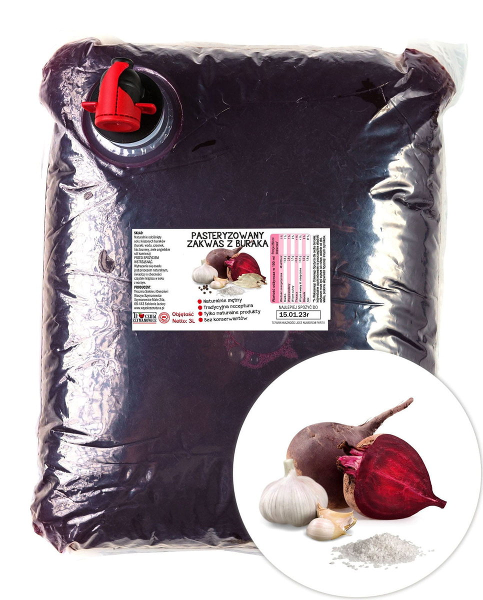 Zakwas z buraków z czosnkiem i przyprawami 3l