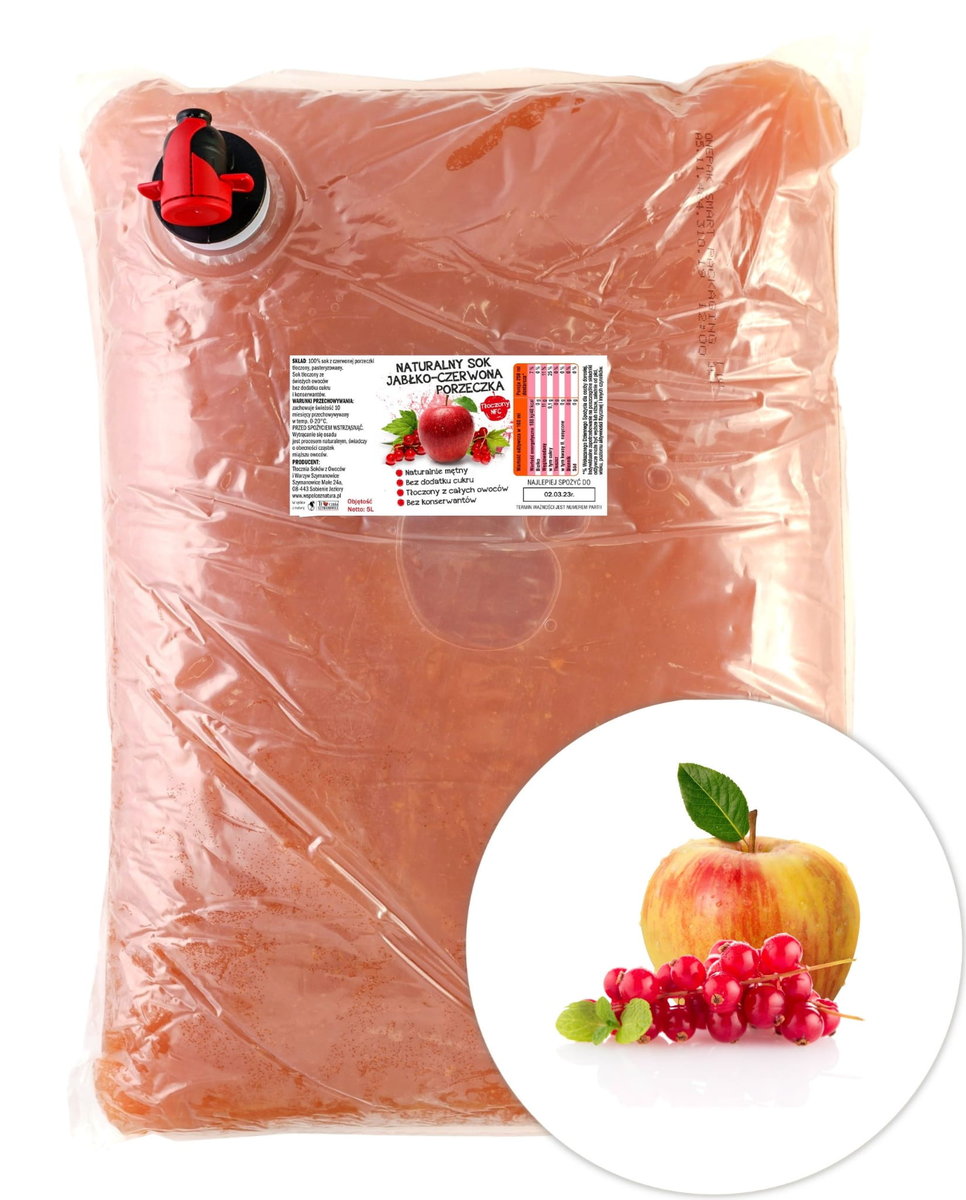 Sok z Jabłek i Czerwonej Porzeczki 5l