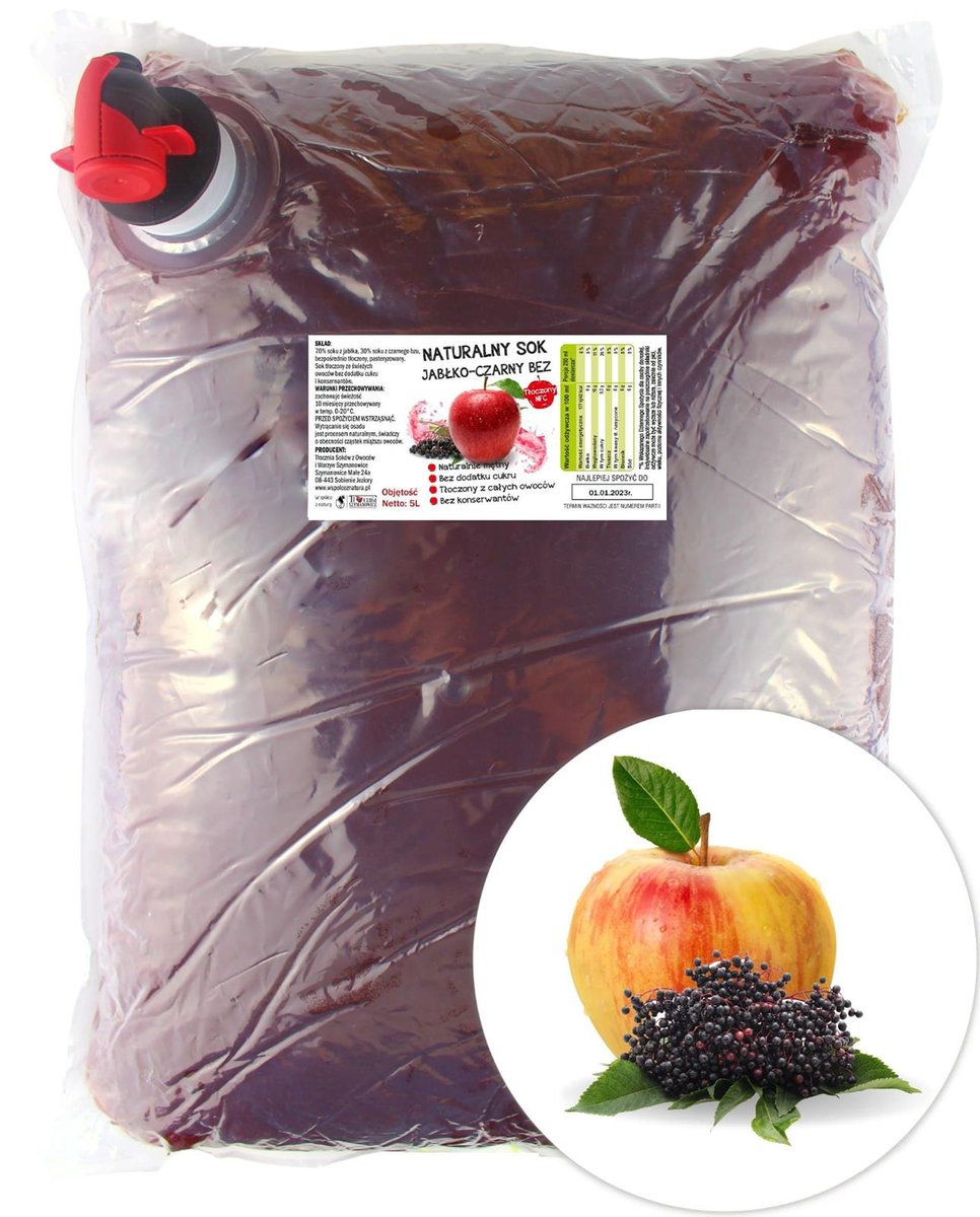 Sok Jabłko-Czarny Bez 5l