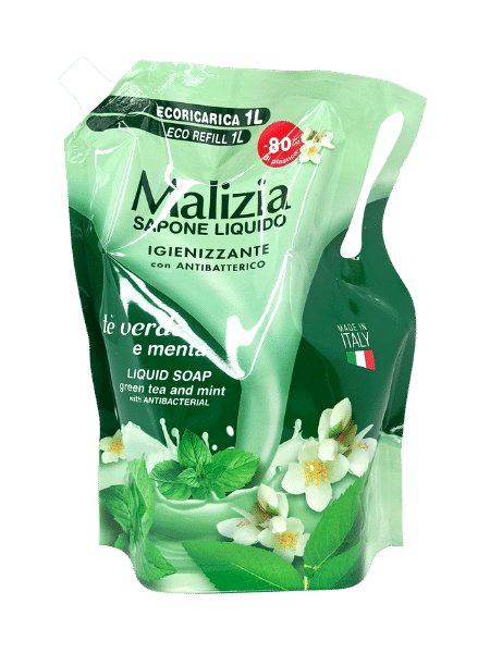 Zdjęcia - Mydło Malizia  w płynie Green Tea & Mint, , Zapas, 1000ml 