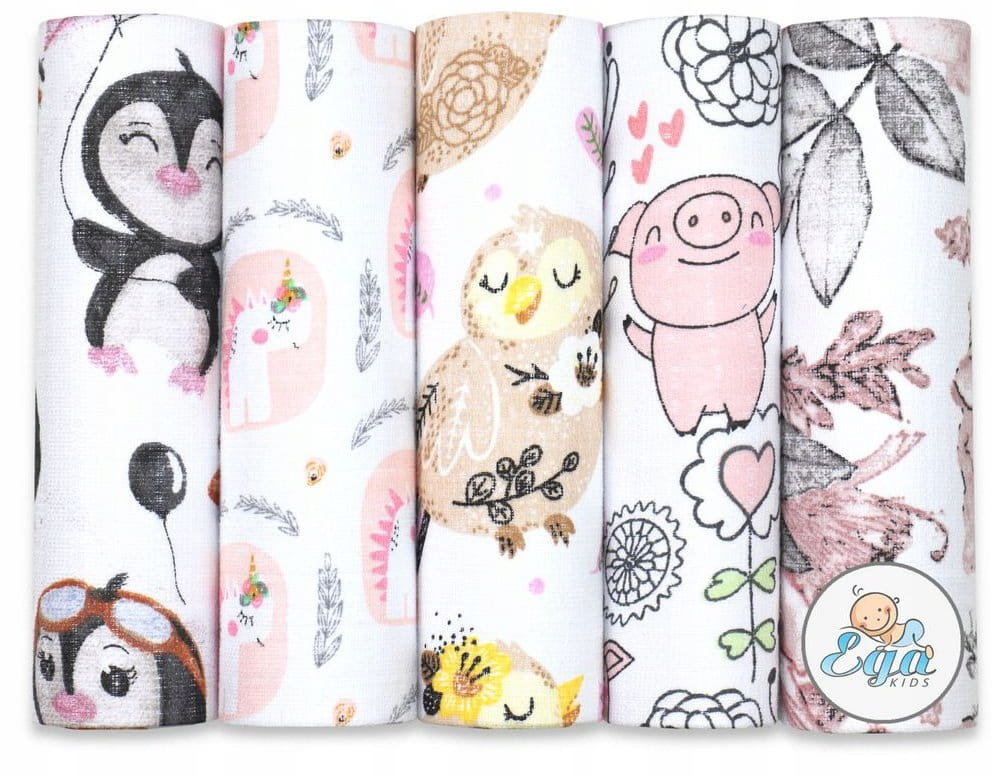 Ega Pieluchy Kolorowe Tetrowe Wielorazowe 70x80 5-PAK Zestaw nr 9 7671