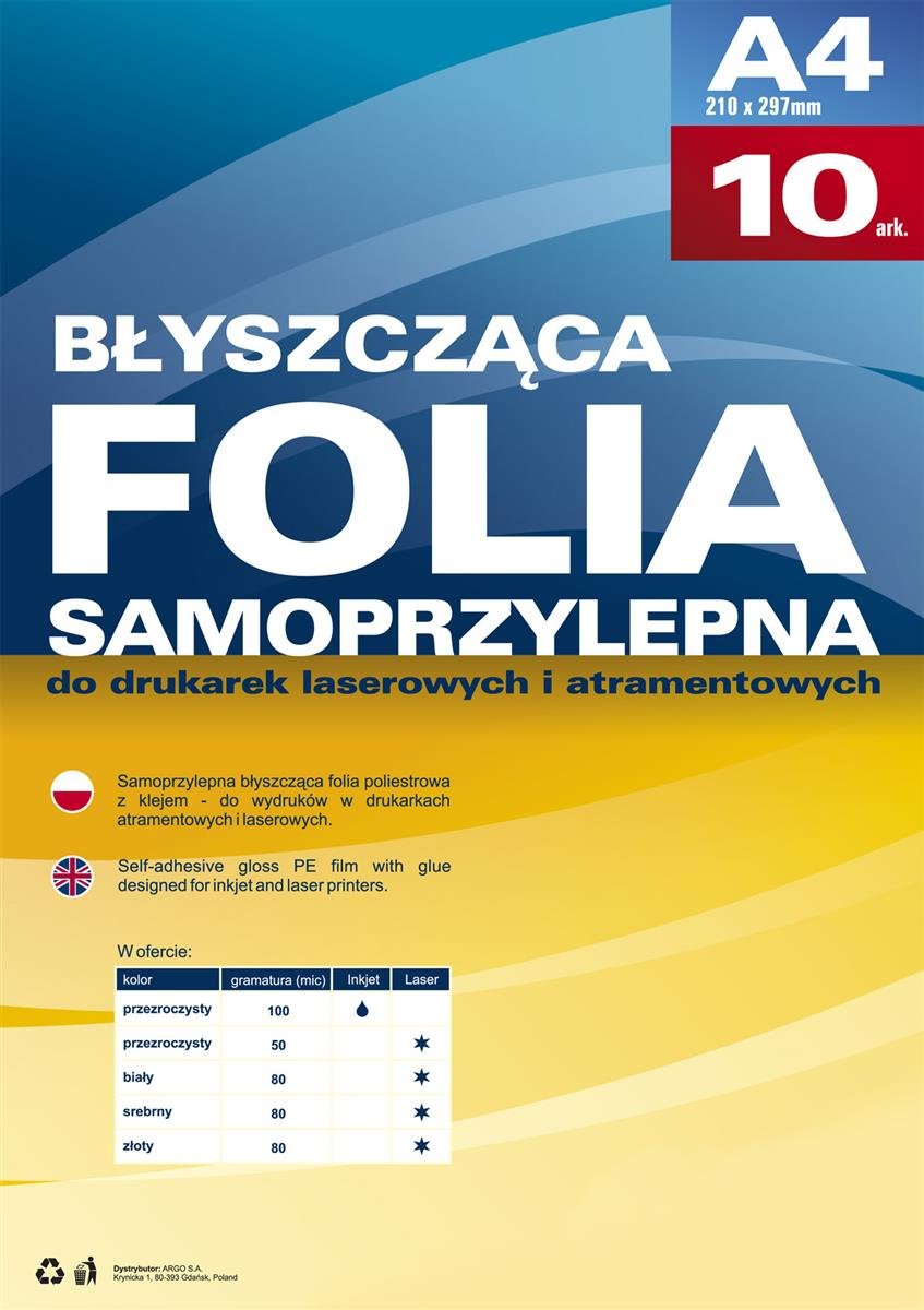 Argo Folia samop. A4 do druk. Laser op.10 - bezb
