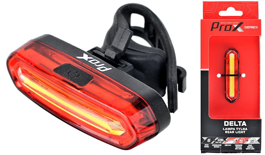 Sygnalizacyjna lampa tylna rowerowa Prox Delta COB LED 100Lm USB 600mAh