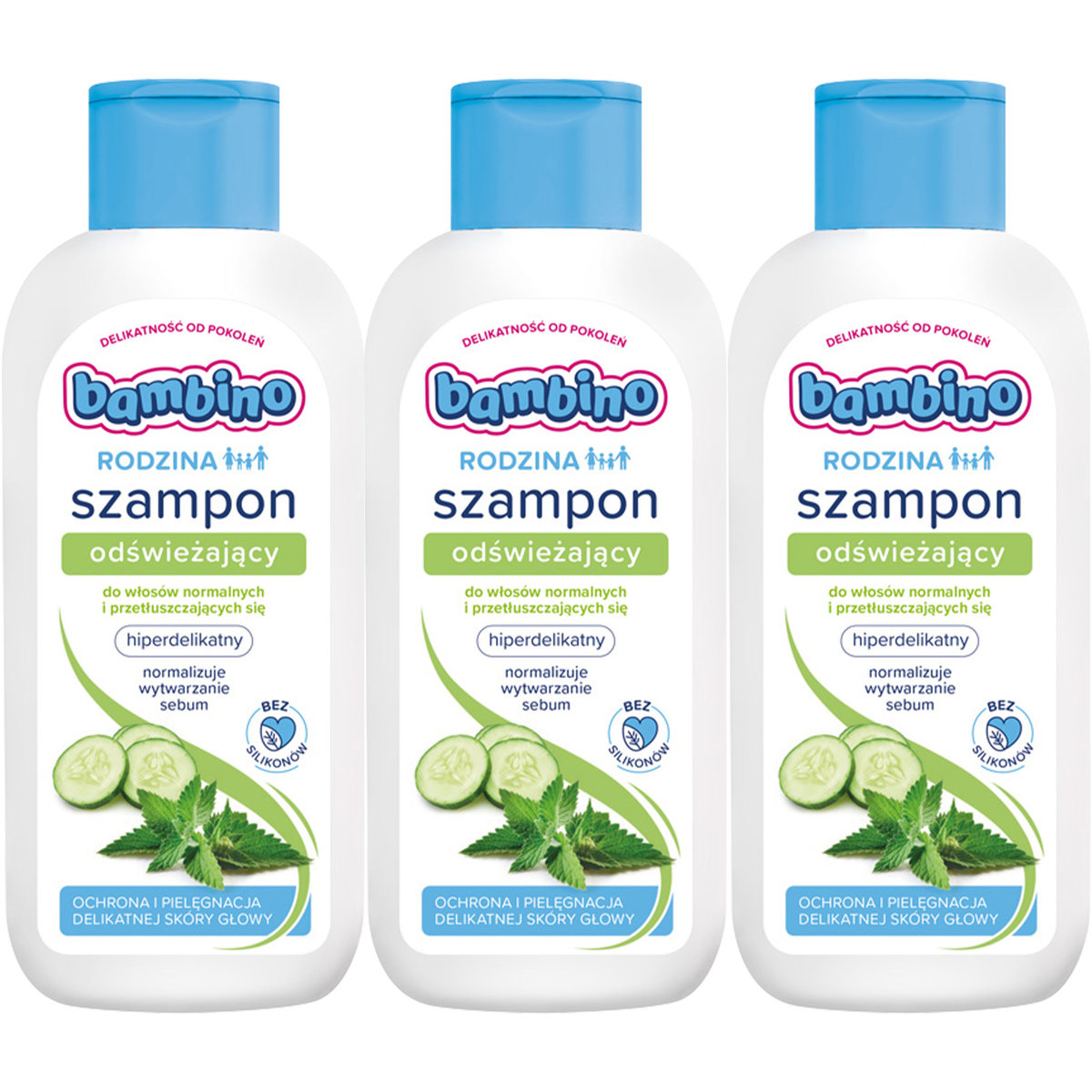 Bambino Rodzina, Szampon odświeżający, 3x400 ml