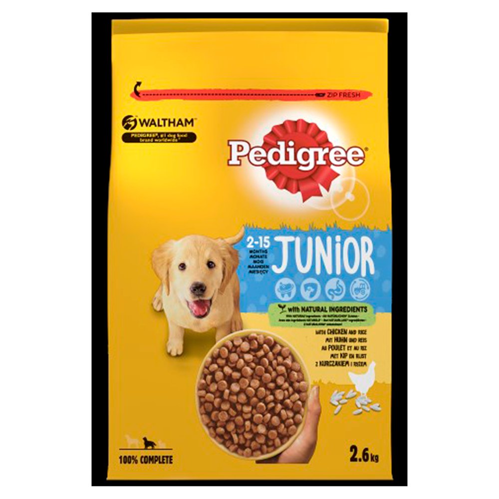 Pedigree Junior Sucha karma dla szczeniąt z kurczakiem i ryżem 2,6 kg