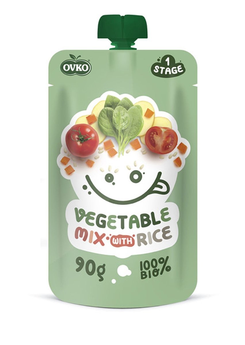 Фото - Дитяче харчування OVKO Danie mix warzyw z ryżem po 6 miesiącu życia BIO 90 g 