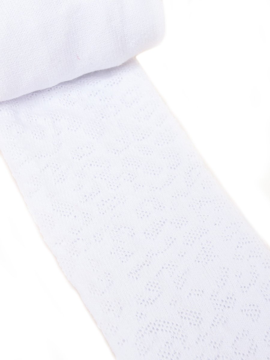 Rajstopy dziewczęce bawełniane żakardowe białe esy floresy 116-122