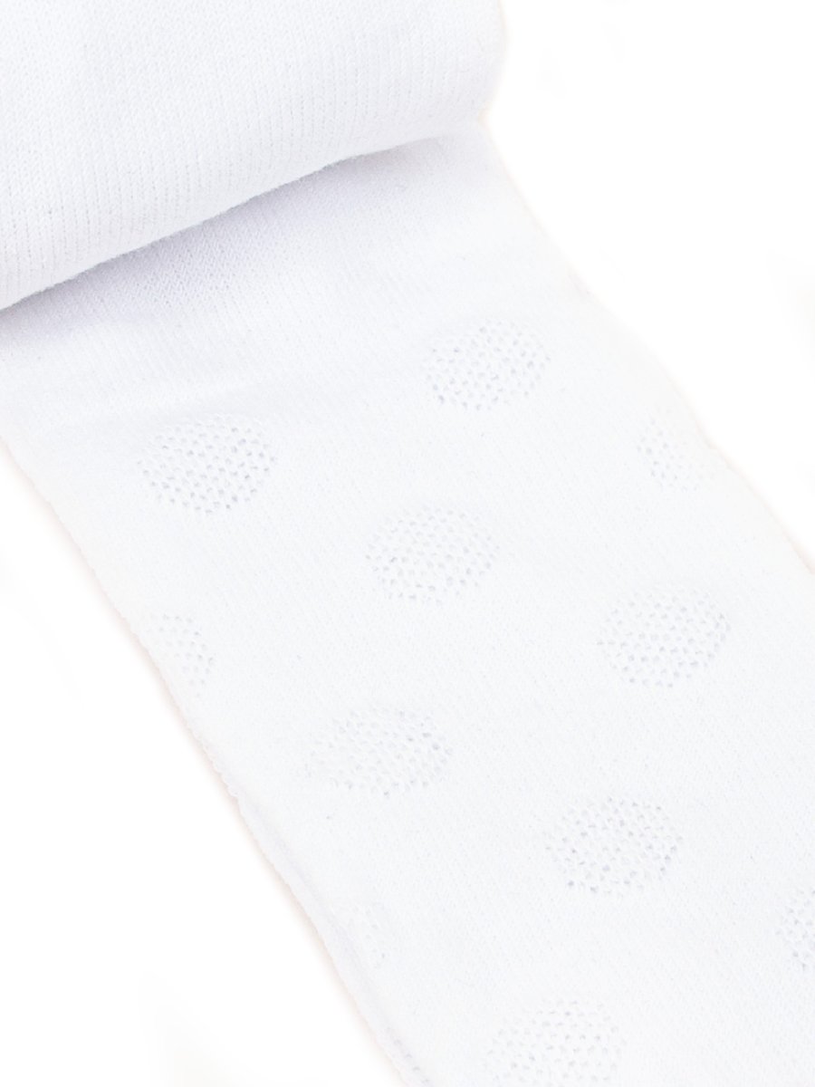 Rajstopy dziewczęce bawełniane żakardowe białe kółeczka 104-110