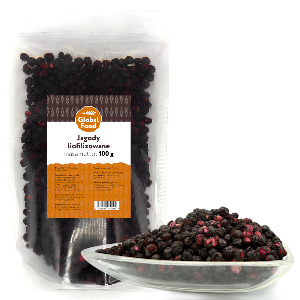 Jagody Liofilizowane Całe Owoce Global Food 100G