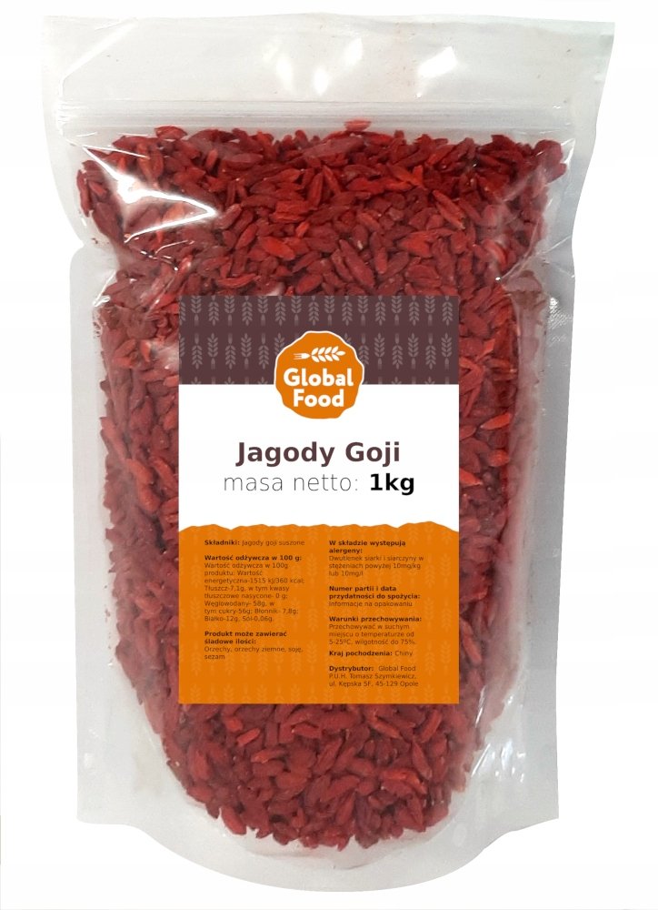 Jagody Goji Goja Owoce Suszone Global Food 1Kg 1000G